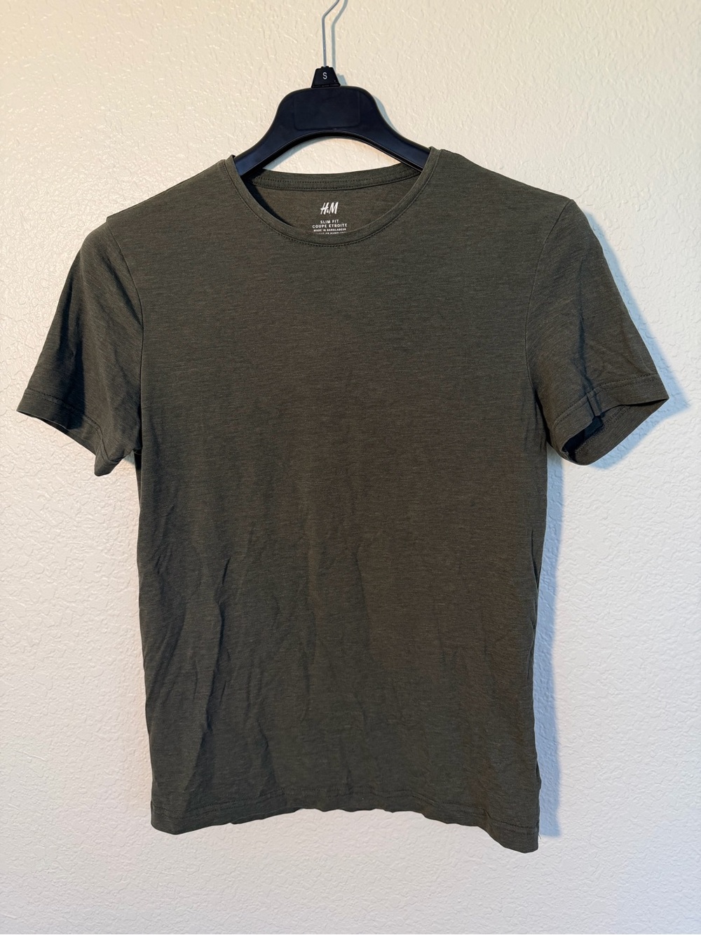 H&M Men's Olive Crew Neck Short Sleeve Tee